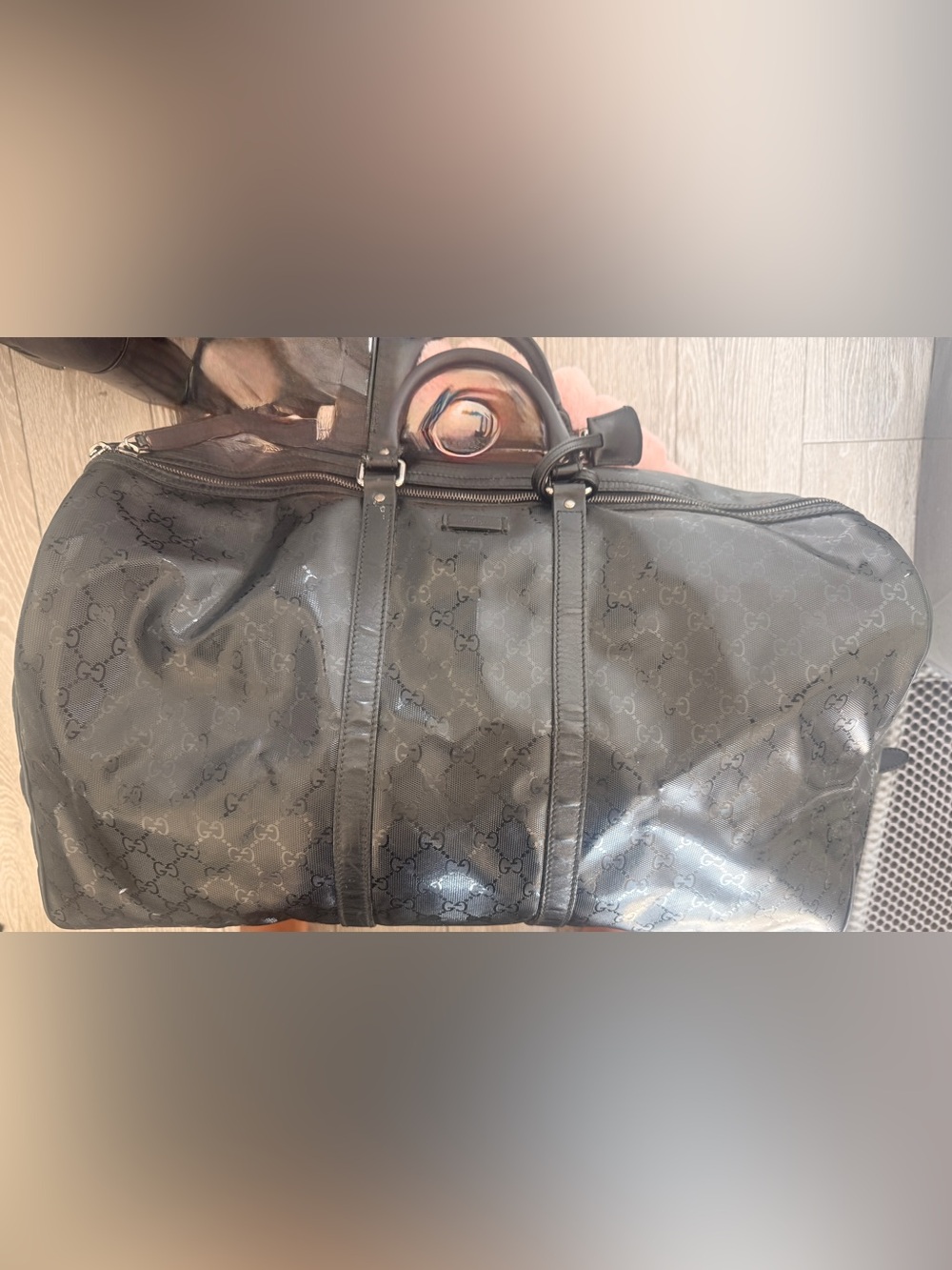 Gucci Black Monogram Canvas Men's Duffel Bag